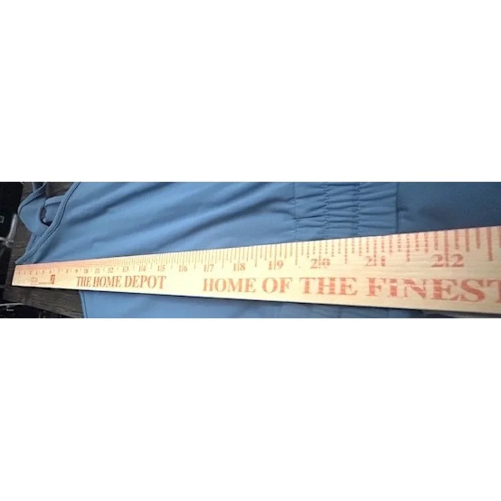 JoyLab Womens L Blue Athletic Wide Leg Jumpsuit Twist Back Stripe Leg Pockets - Picture 6 of 16